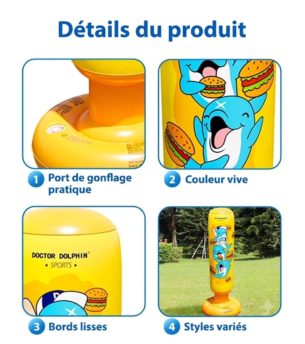 Sac de Frappe Gonfable pour Enfants (3+ ans) - Jouet de Boxe et Fitness Autoredressable